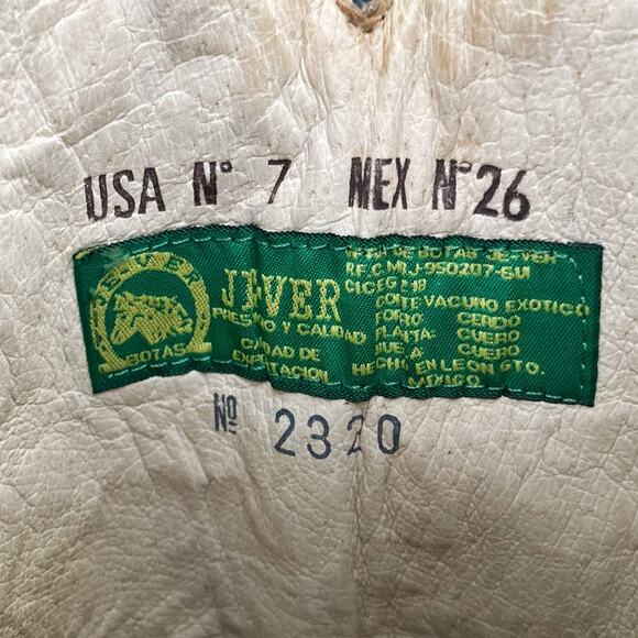 Vintage Black Leather Eel Skin Cowboy Boots | Mexican Made | Gritty Western Vibe - Picture 14 of 16